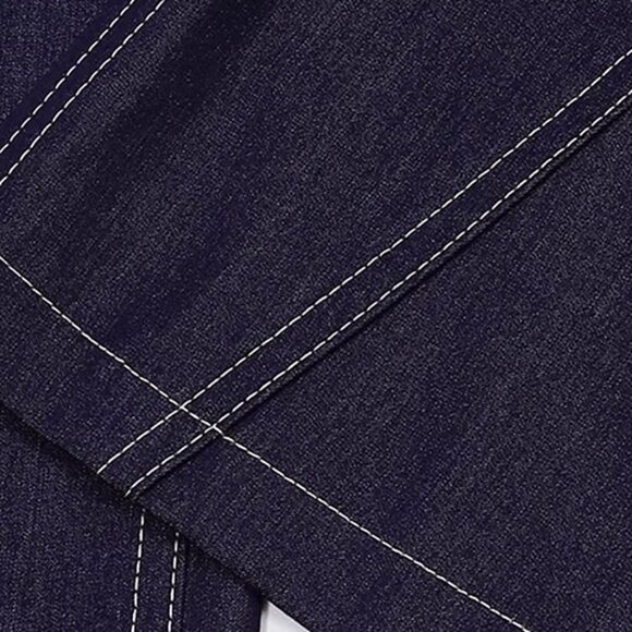 B.Sure Dark Blue Elastic Waist Casual Trousers - Picture 4 of 4